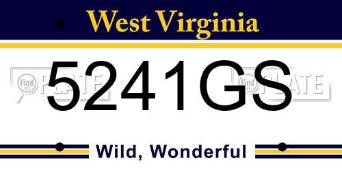 5241GS West Virginia License Plate