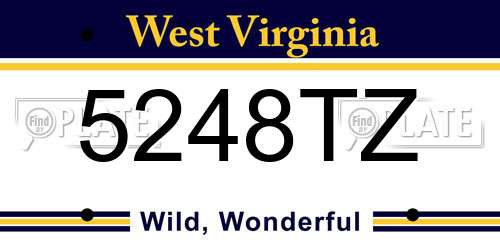 5248TZ West Virginia License Plate
