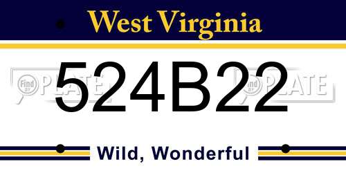 524B22 West Virginia License Plate