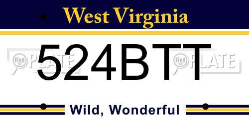 524BTT West Virginia License Plate