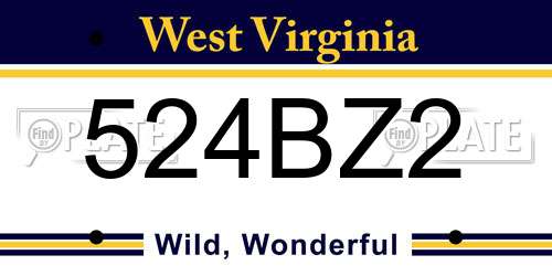 524BZ2 West Virginia License Plate