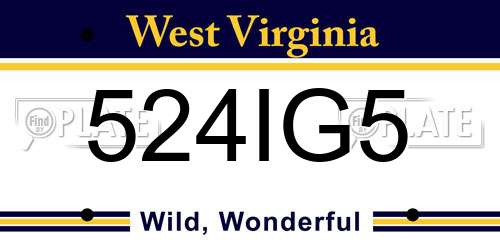 524IG5 West Virginia License Plate