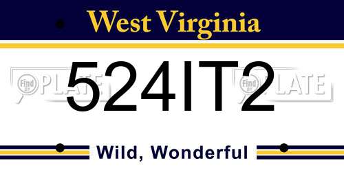 524IT2 West Virginia License Plate
