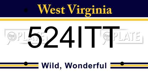 524ITT West Virginia License Plate