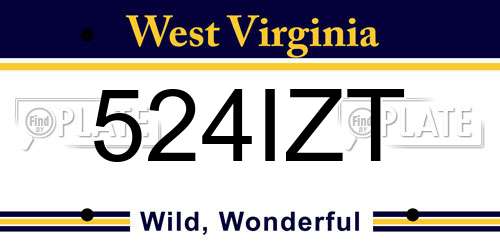 524IZT West Virginia License Plate