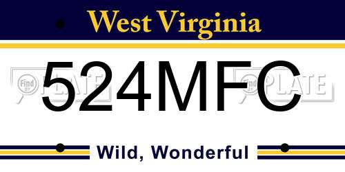 524MFC West Virginia License Plate