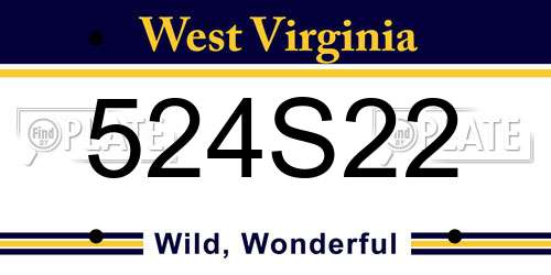 524S22 West Virginia License Plate
