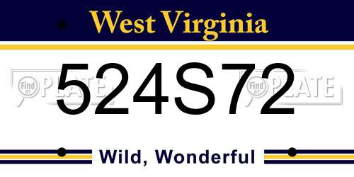 524S72 West Virginia License Plate