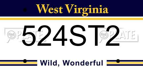 524ST2 West Virginia License Plate