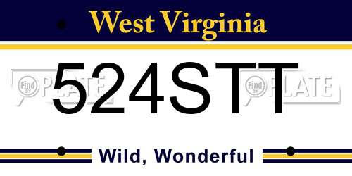 524STT West Virginia License Plate