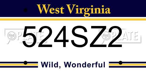 524SZ2 West Virginia License Plate