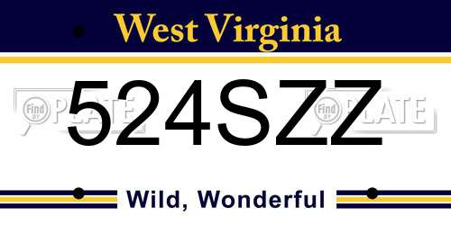 524SZZ West Virginia License Plate