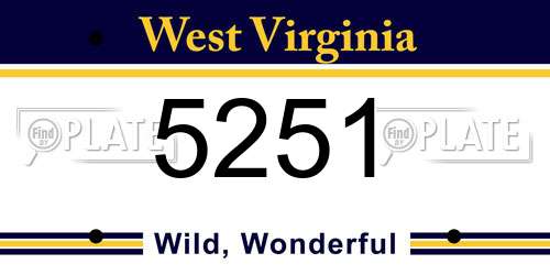 5251 West Virginia License Plate