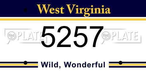 5257 West Virginia License Plate