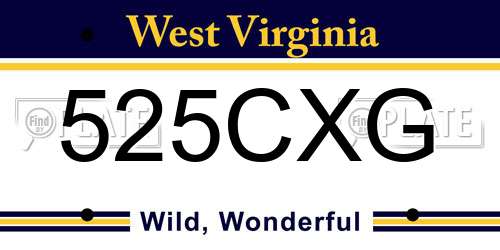 525CXG West Virginia License Plate