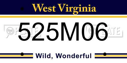 525M06 West Virginia License Plate