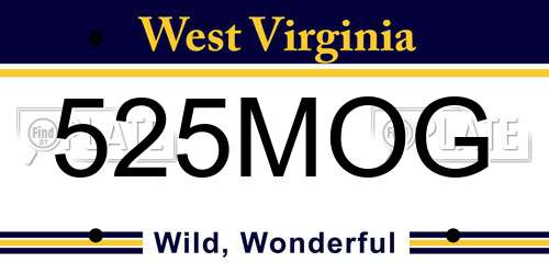 525MOG West Virginia License Plate