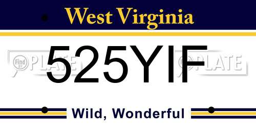 525YIF West Virginia License Plate