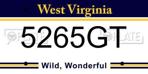 5265GT West Virginia License Plate