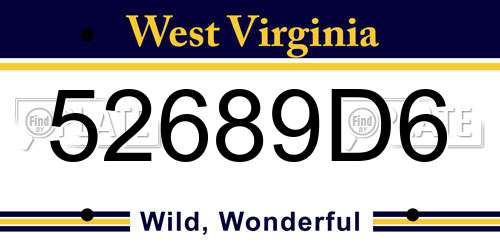 52689D6 West Virginia License Plate