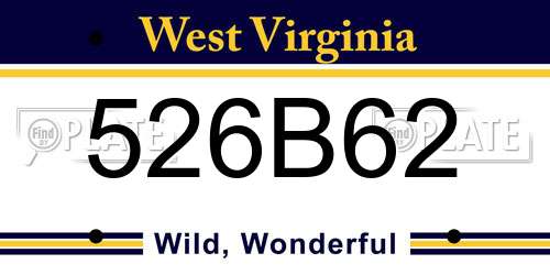 526B62 West Virginia License Plate