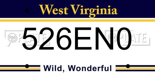 526EN0 West Virginia License Plate