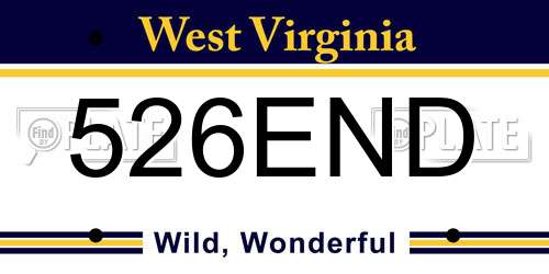 526END West Virginia License Plate