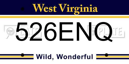 526ENQ West Virginia License Plate