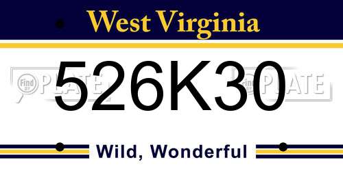 526K30 West Virginia License Plate