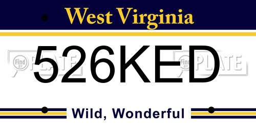 526KED West Virginia License Plate