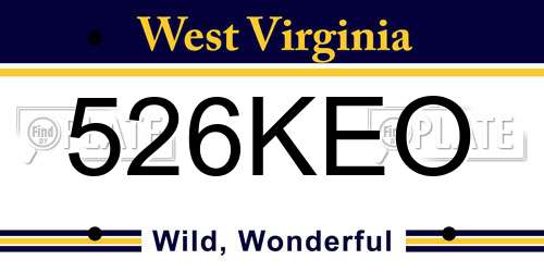 526KEO West Virginia License Plate