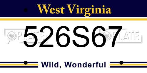 526S67 West Virginia License Plate