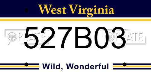 527B03 West Virginia License Plate