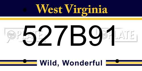 527B91 West Virginia License Plate