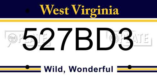527BD3 West Virginia License Plate