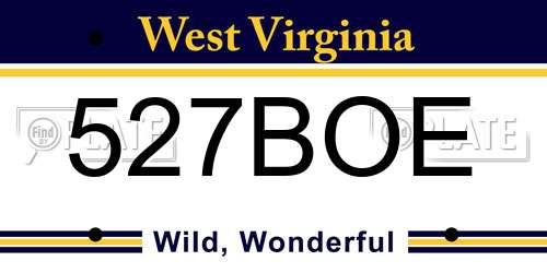 527BOE West Virginia License Plate