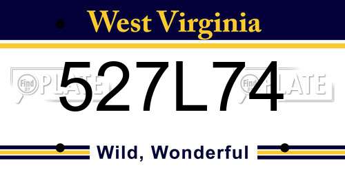 527L74 West Virginia License Plate