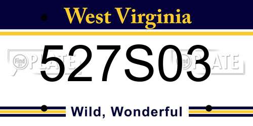 527S03 West Virginia License Plate