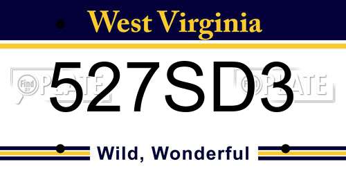 527SD3 West Virginia License Plate