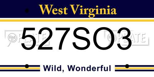 527SO3 West Virginia License Plate