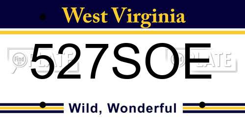 527SOE West Virginia License Plate