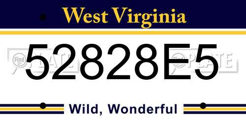 52828E5 West Virginia License Plate