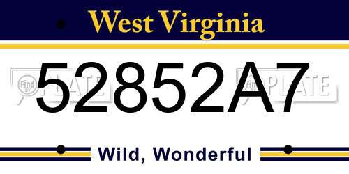 52852A7 West Virginia License Plate
