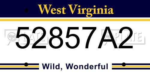 52857A2 West Virginia License Plate