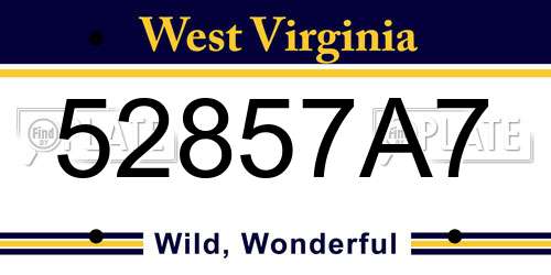 52857A7 West Virginia License Plate