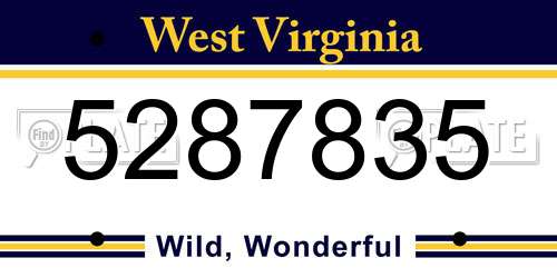 5287835 West Virginia License Plate