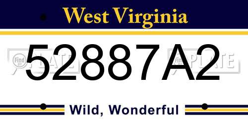 52887A2 West Virginia License Plate