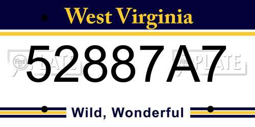 52887A7 West Virginia License Plate