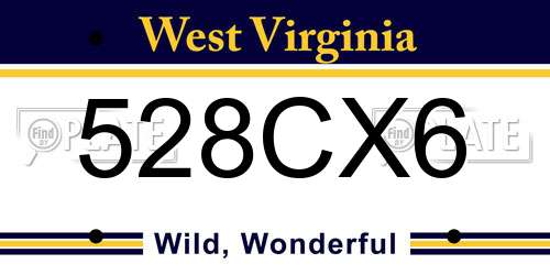 528CX6 West Virginia License Plate
