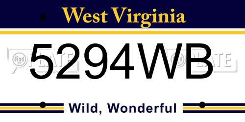 5294WB West Virginia License Plate